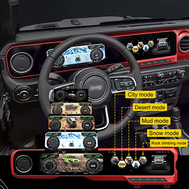 Het digitale van de Clusterauto Speler Dubbele Scherm Van verschillende media voor Jeep Wrangler JL 2018-2021